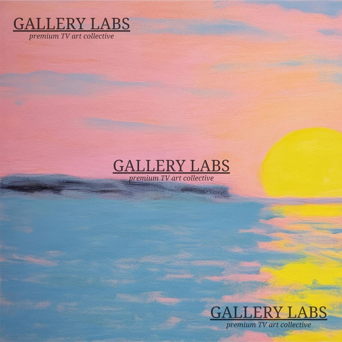 Pink Sunset Ocean Painting Golden Sun Seascape Coastal Wall Art Poster - Image 4