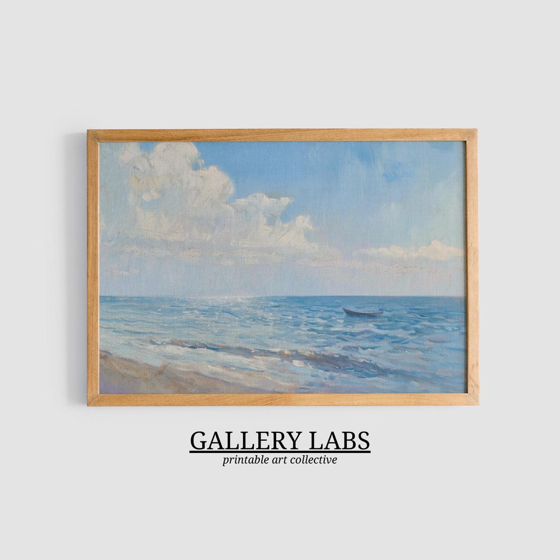 Vintage Ocean Waves Seascape Muted Nautical Blue Tones Art Print - Image 3