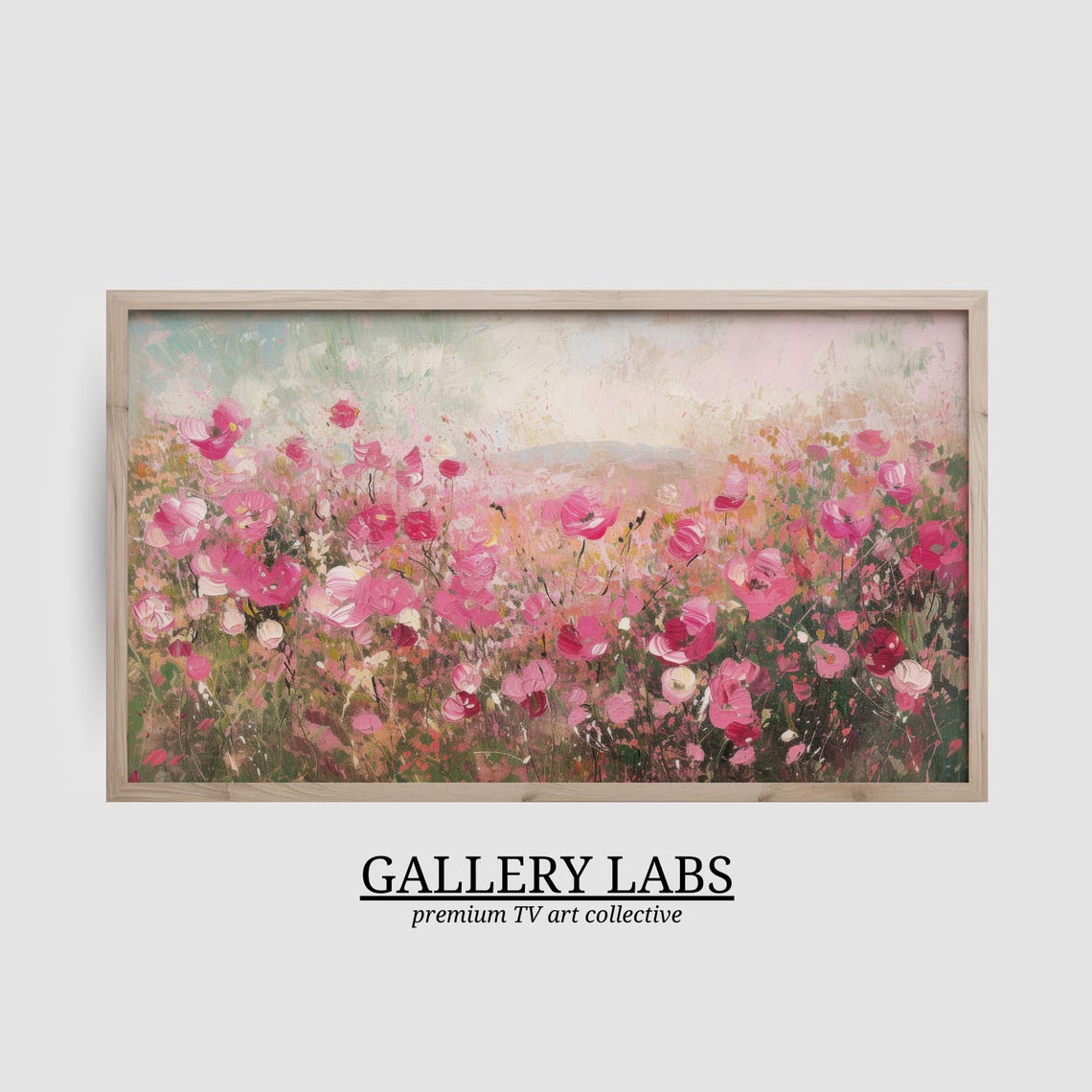 Blush Pink Wildflower Field Full Bloom Painterly Floral Wall Art - Image 2