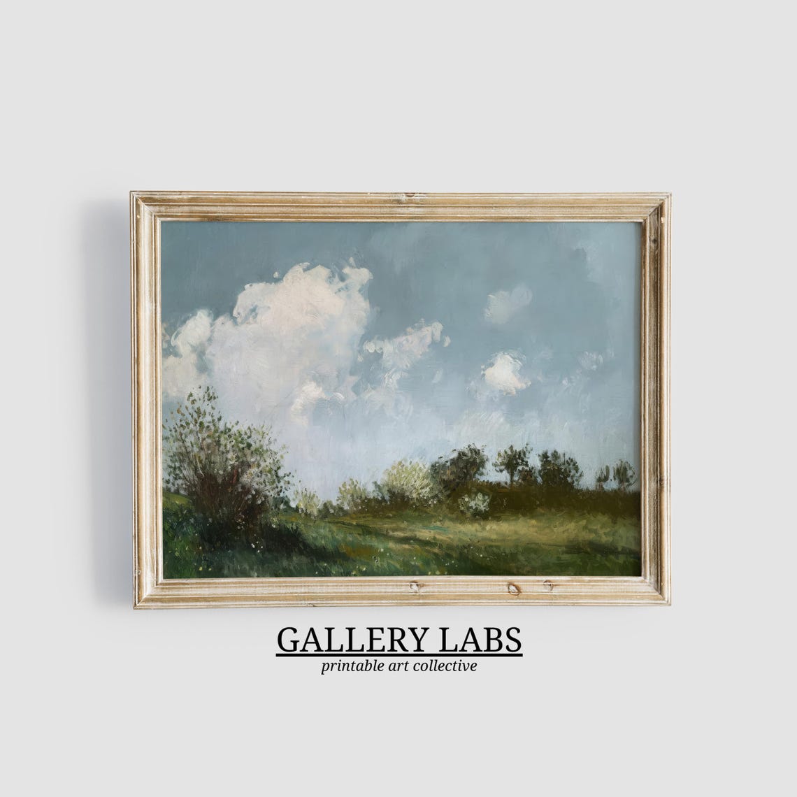 Spring Countryside Landscape Big Clouds Blue Sky Meadow Art Print