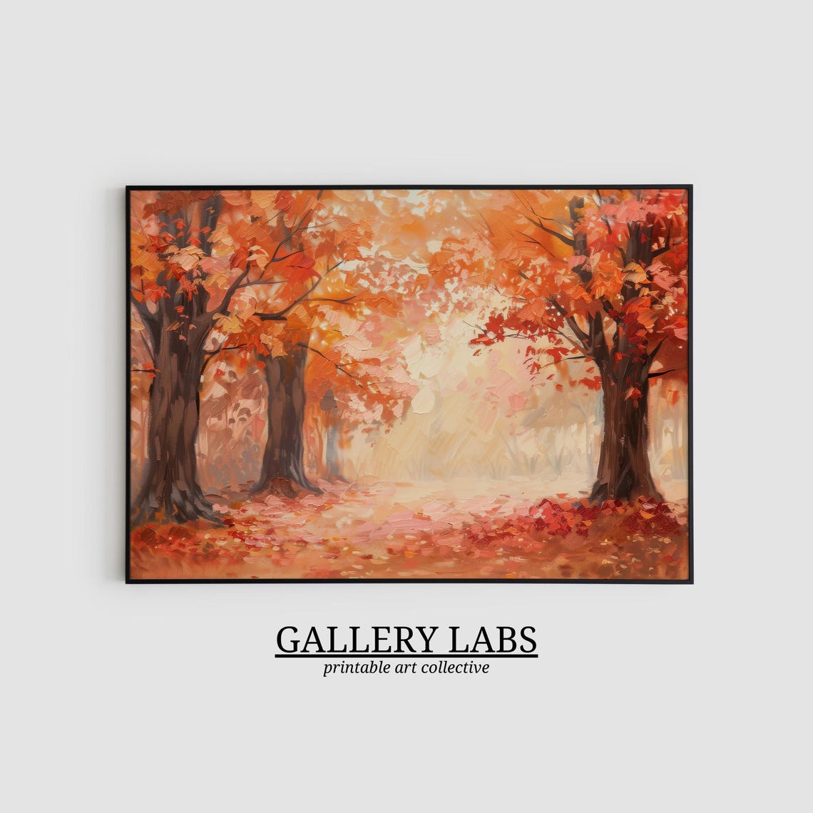 Autumn Forest Path Orange Maple Trees Fall Foliage Painting Poster - Image 2