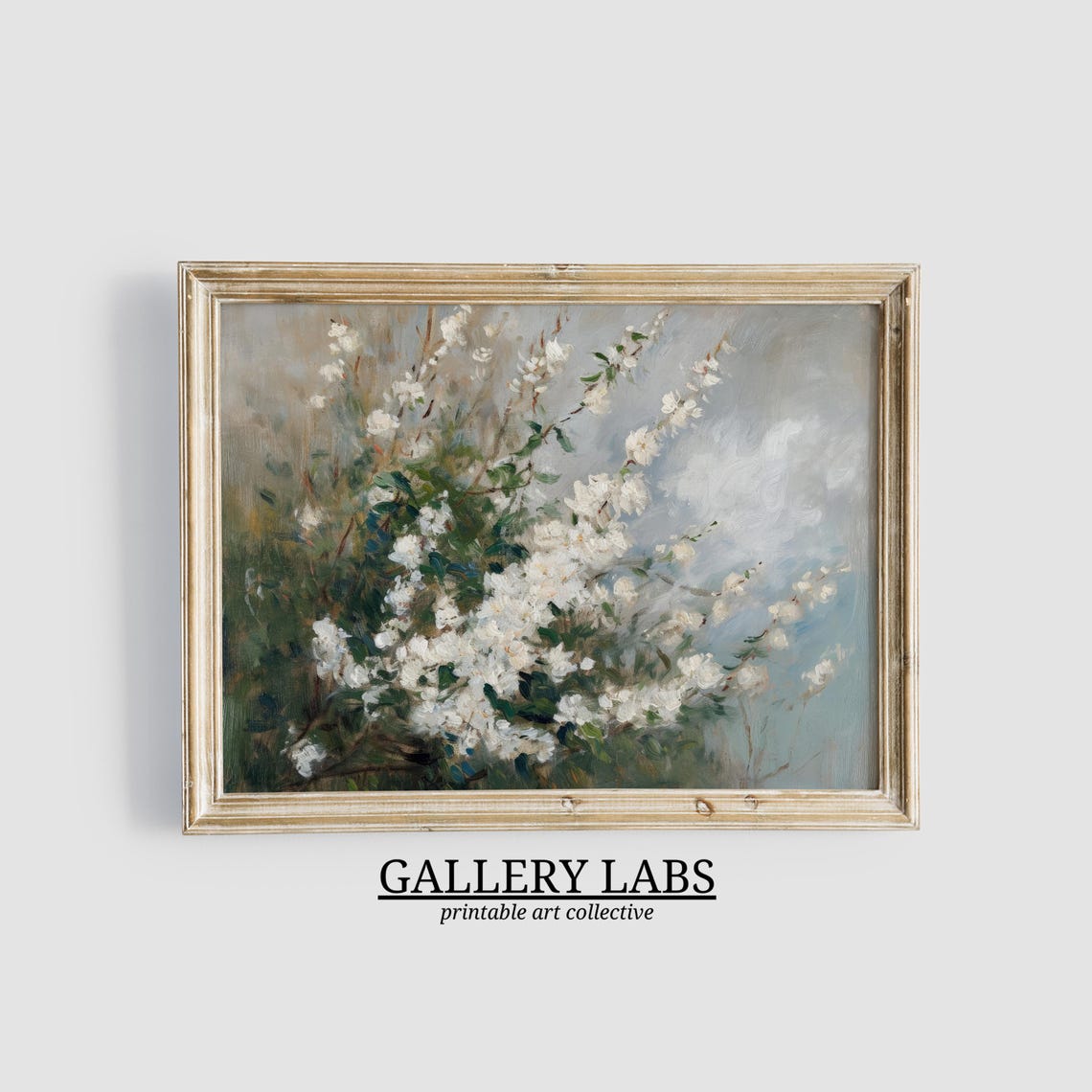White Blossom Branch Painting Apple Blossom Spring Floral Art Print