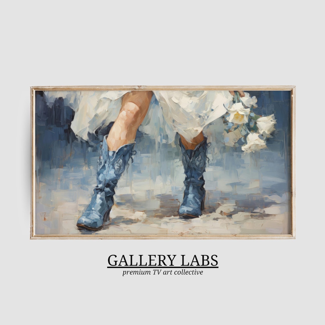 Girly Western Frame Tv Art Cowgirl Decor Retro Apartment Painting Dorm Room Decor Western Boots Tv Art Tv Art