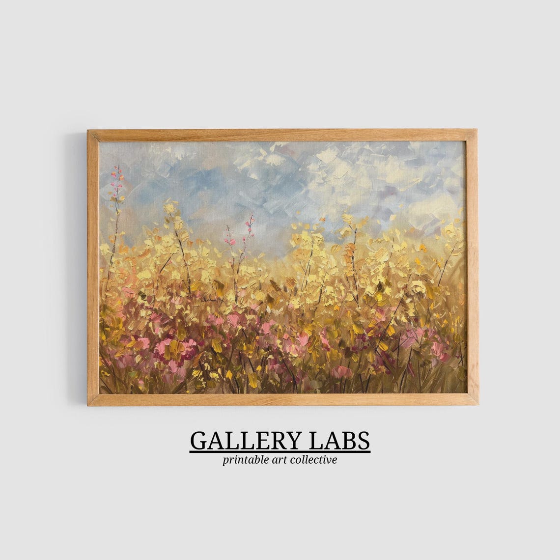 Golden Autumn Wildflower Field Under Bright Blue Sky Fall Poster - Image 3
