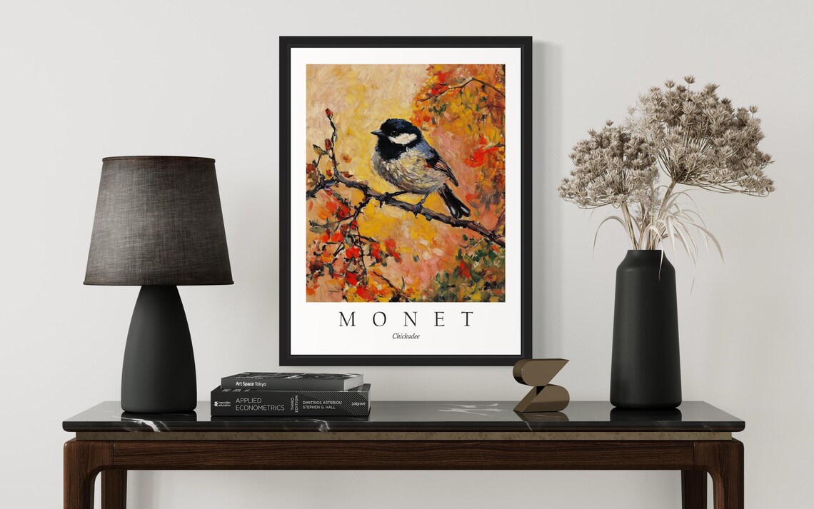 Chickadee Bird, Monet-Inspired Art Print - Image 3