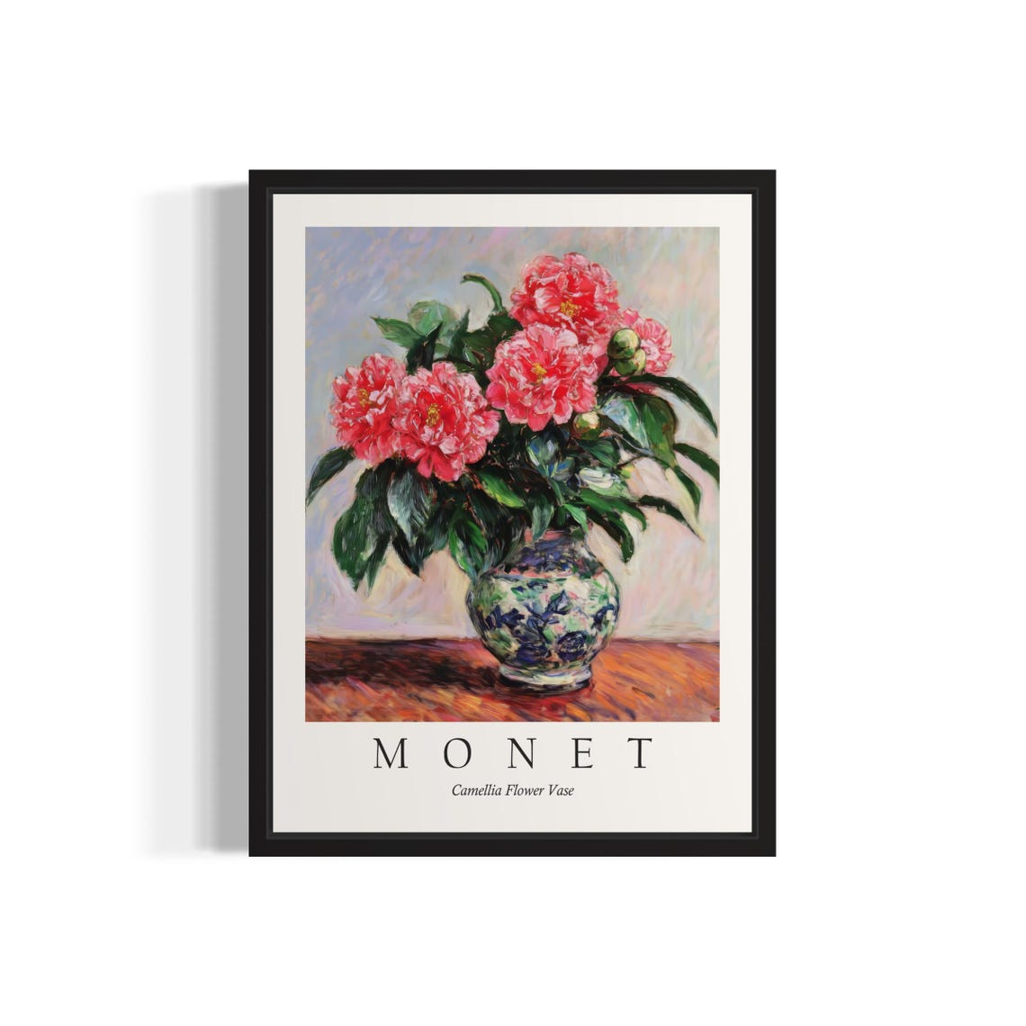 Camellia Flower Vase Pink Blossoms Chinoiserie Vase Art Poster