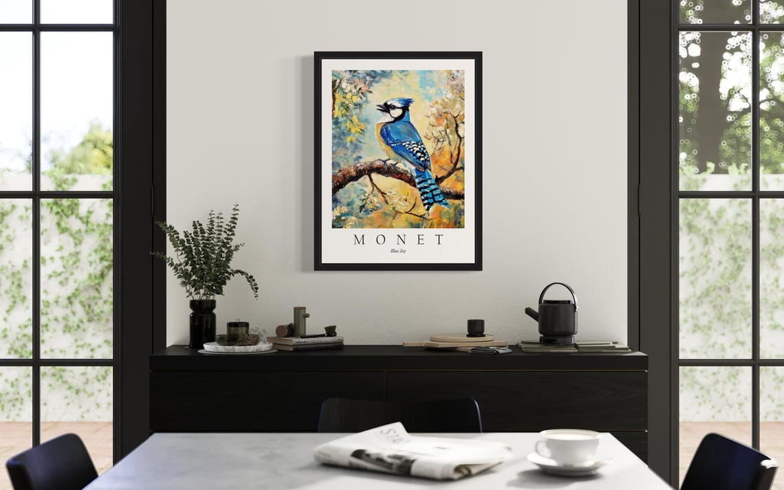 Blue Jay Bird Monet Art Print - Image 3