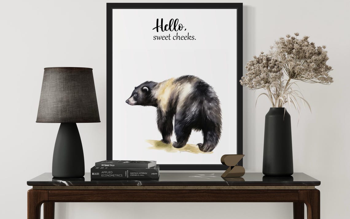 Hello Sweet Cheeks Honey Badger Strutting Bathroom Humor Poster - Image 3