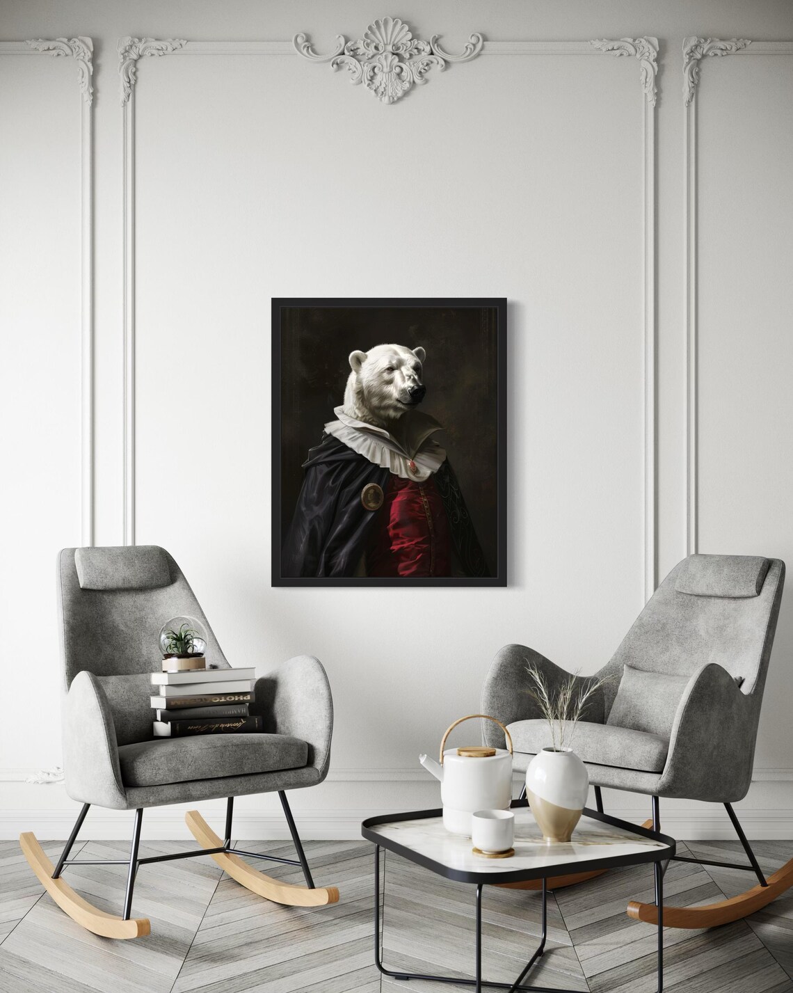 Regal Polar Bear Vampire Aristocrat Gothic Victorian Portrait Poster - Image 3