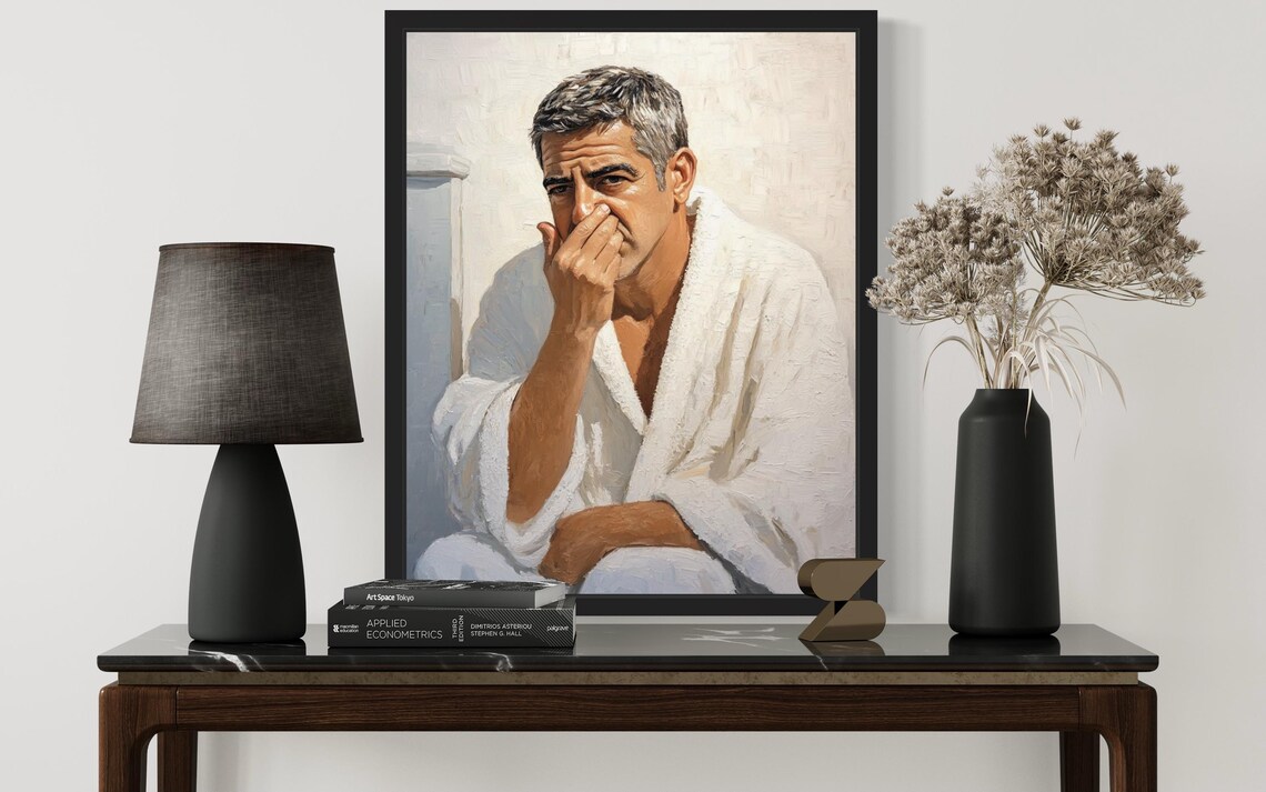 Male Hold Nose Bathroom Art Print - Image 4