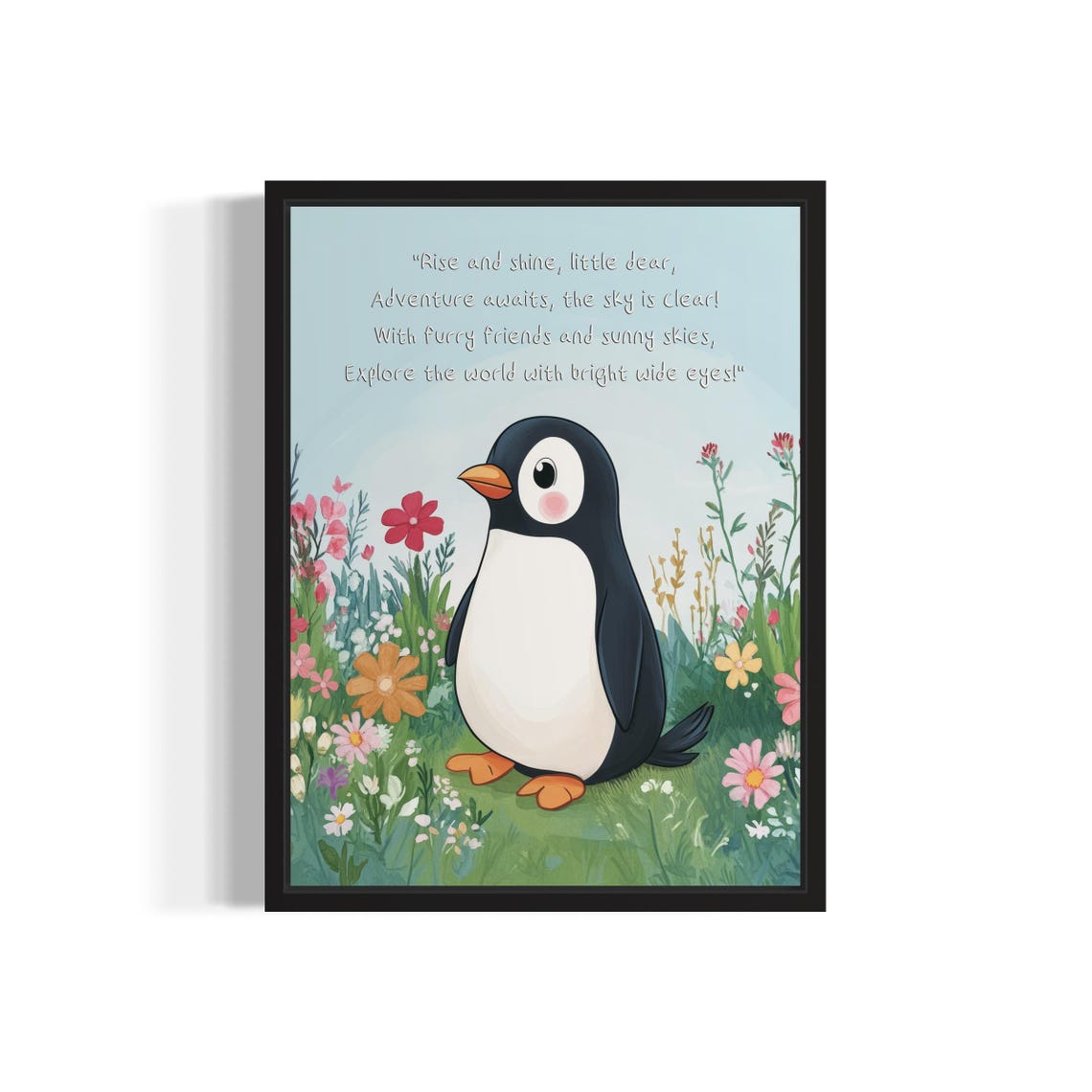 Cute Baby Penguin with Sweet Adventure Poem Nursery Wall Poster