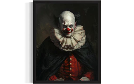 Clown Vampire Art Print Poster Gothic Original Artwork Clown Portrait Vintage Prints Decor