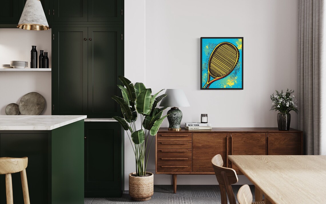 Tennis Racket Pop Art, Retro Vintage Collection - Image 3