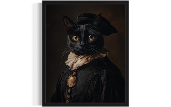 Renaissance Portrait Cat Poster Print