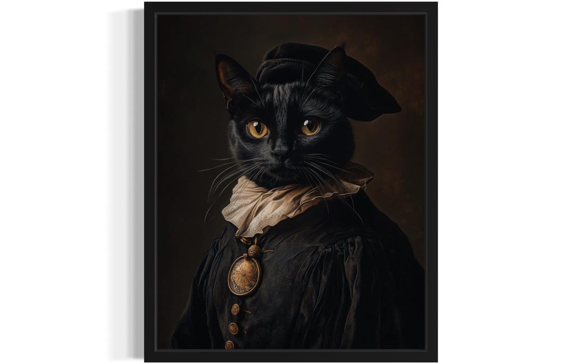 Renaissance Portrait Cat Poster Print