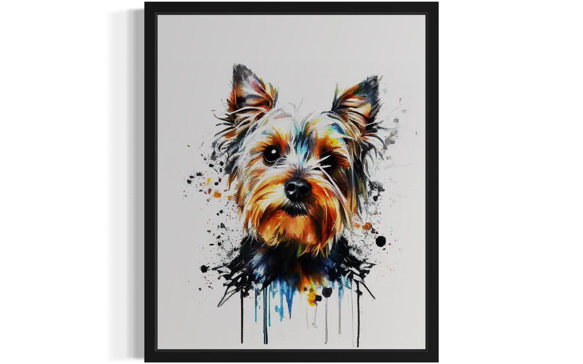 Silky Terrier Tan Grey Dog Watercolor Portrait Breed Art Poster