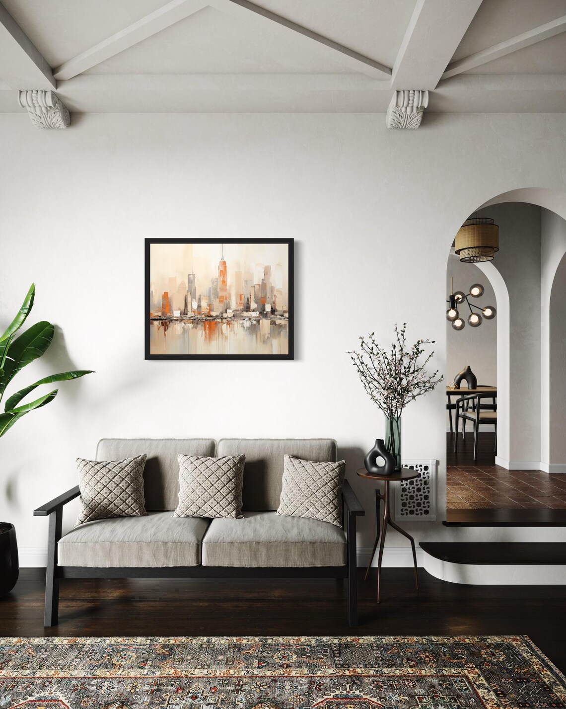 Skyline Abstract Art Print, Original Paint Artwork - Image 2