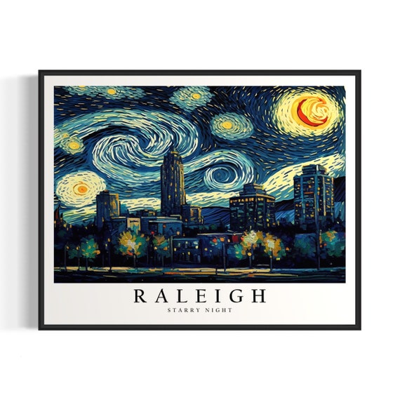 Raleigh Starry Night Art Print Van Gogh Raleigh Poster Wall Art Original Raleigh Painting Decor