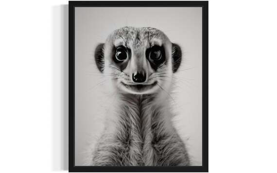 Meerkat Black And White Animal Art Print Wall Poster Original Paint Artwork Decor