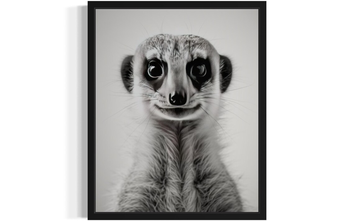 Meerkat Black And White Animal Art Print Wall Poster Original Paint Artwork Decor