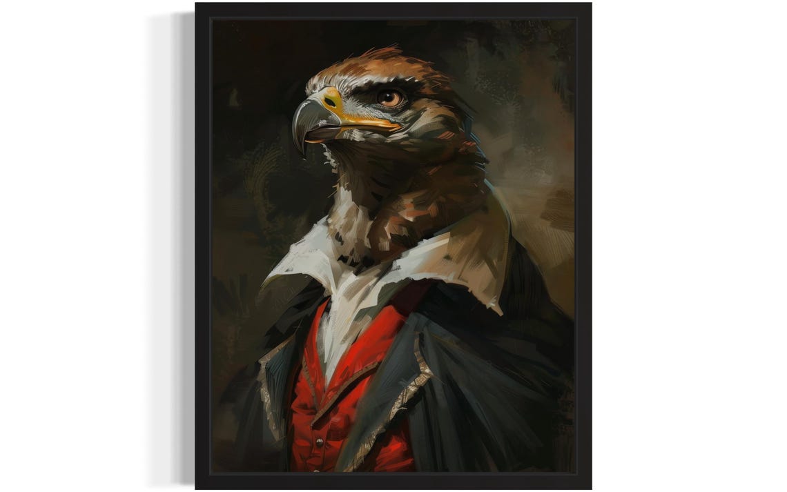 Fierce Hawk With Hooked Beak Vampire Aristocrat Gothic Portrait Poster