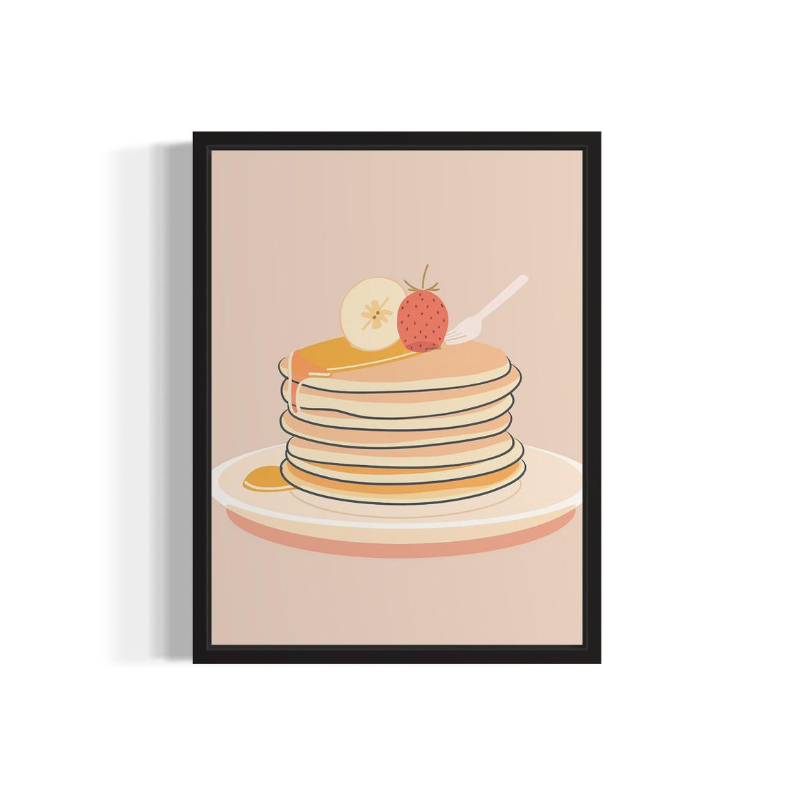 Stack Of Fluffy Pancakes Berries Maple Syrup Breakfast Art Poster