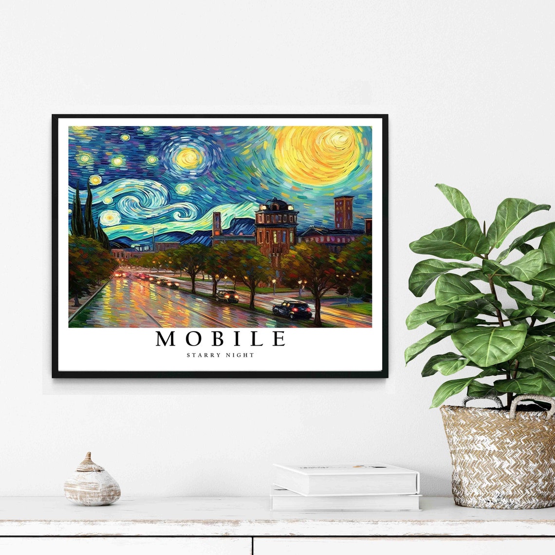 Mobile Starry Night Van Gogh Style Street Scene Poster Home Decor Gift - Image 2