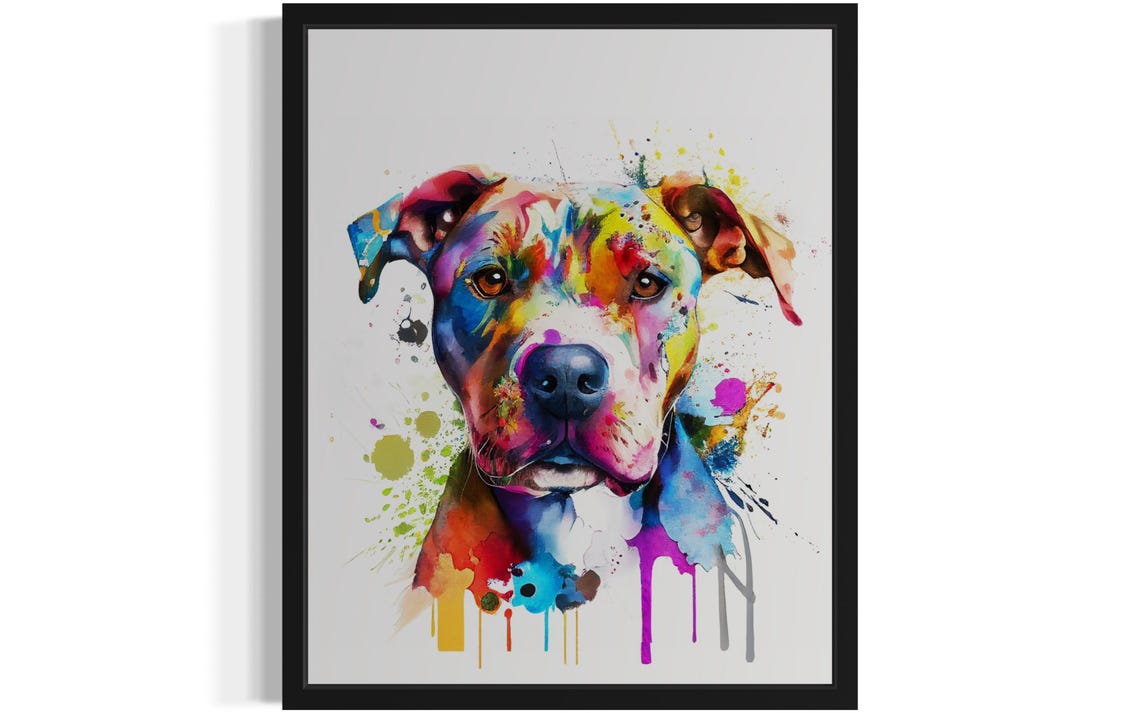 Staffordshire Terrier Rainbow Watercolor Splash Dog Art Poster