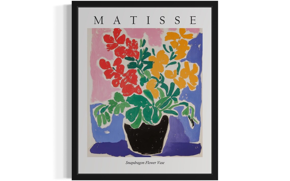 Matisse Style Snapdragon Flower Vase Bold Fauvist Still Life Poster