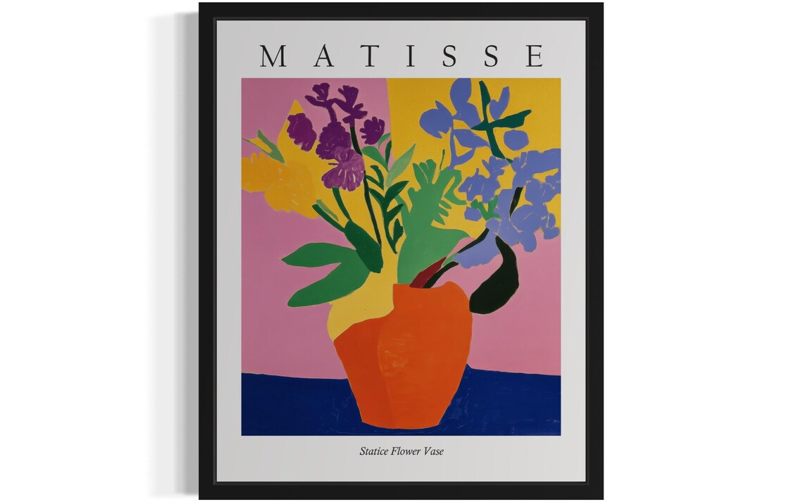 Matisse Style Statice Flower Vase Pastel Fauvist Still Life Poster