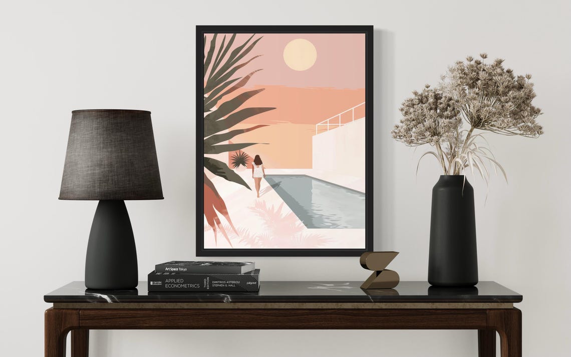 Female By Pool Boho Art Print - Image 3