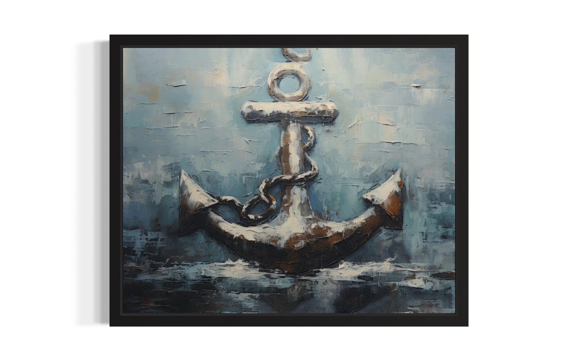 Black Anchor Abstract Wall Art Print