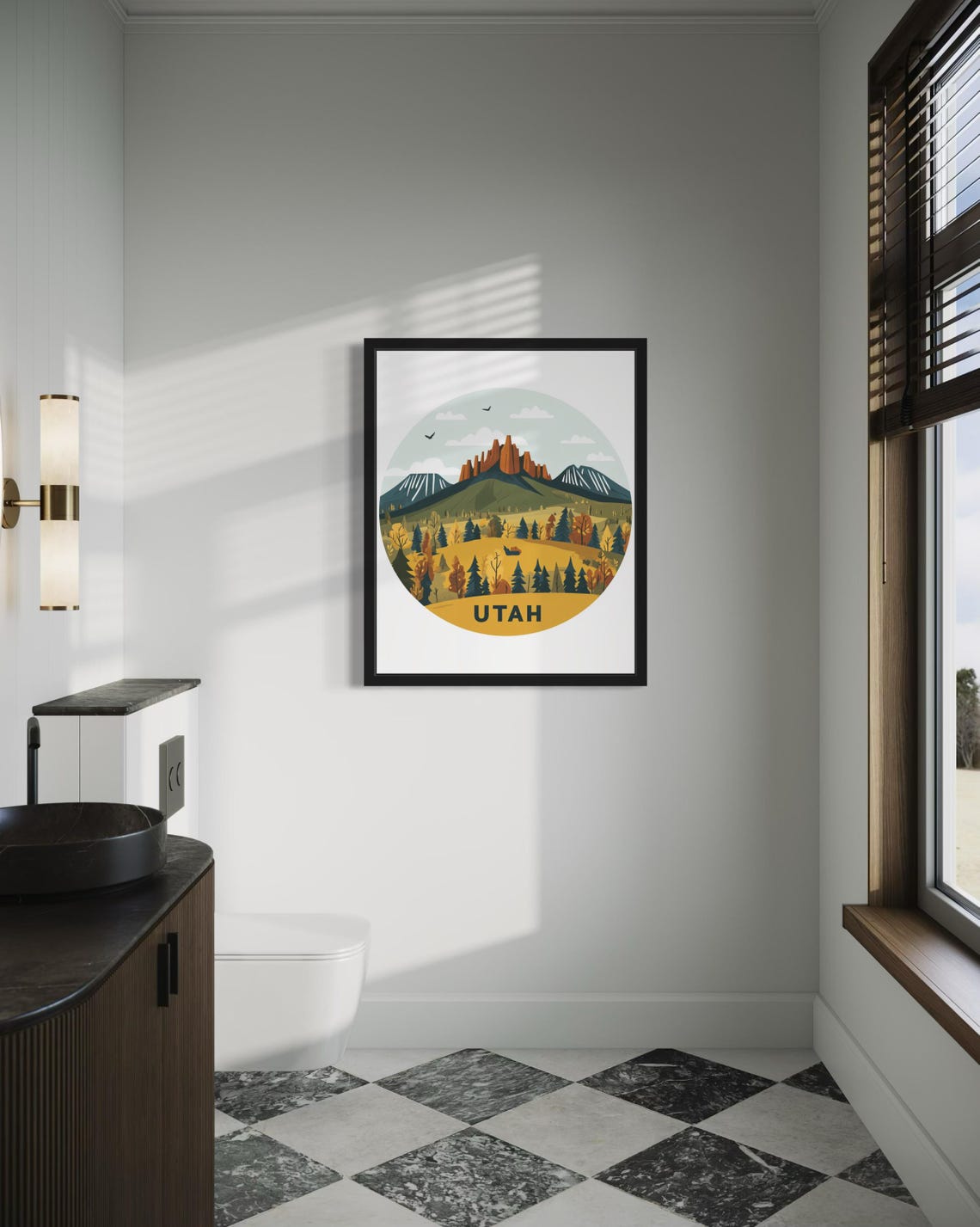 Utah Red Rock Desert Peaks Circular Travel Poster Home Decor Gift - Image 4