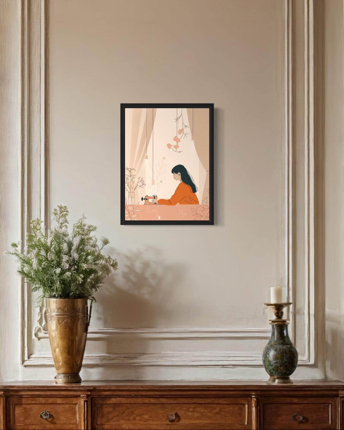 Female Sewing Boho Art Print - Image 2