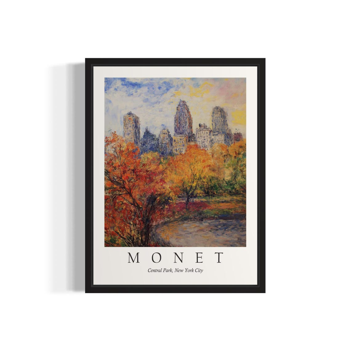 Central Park New York City Autumn Foliage Skyline Monet Poster