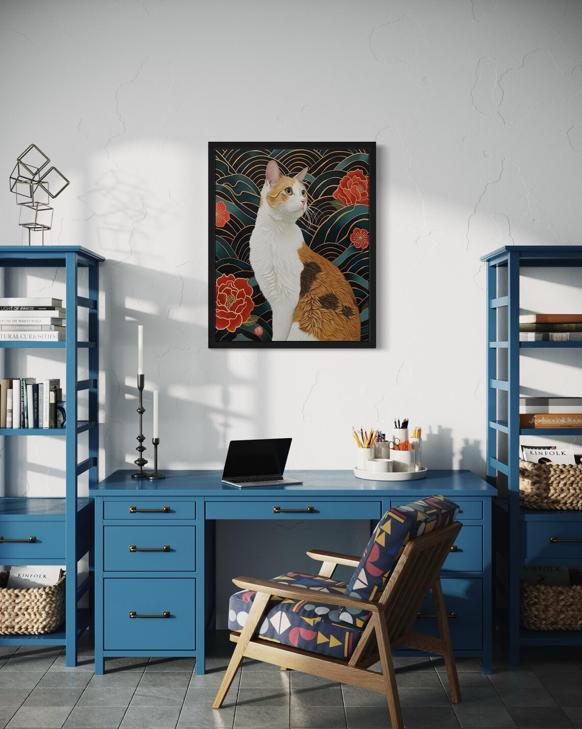 Japanese Bobtail Cat Art Print, Original Paint Artwork - Image 4