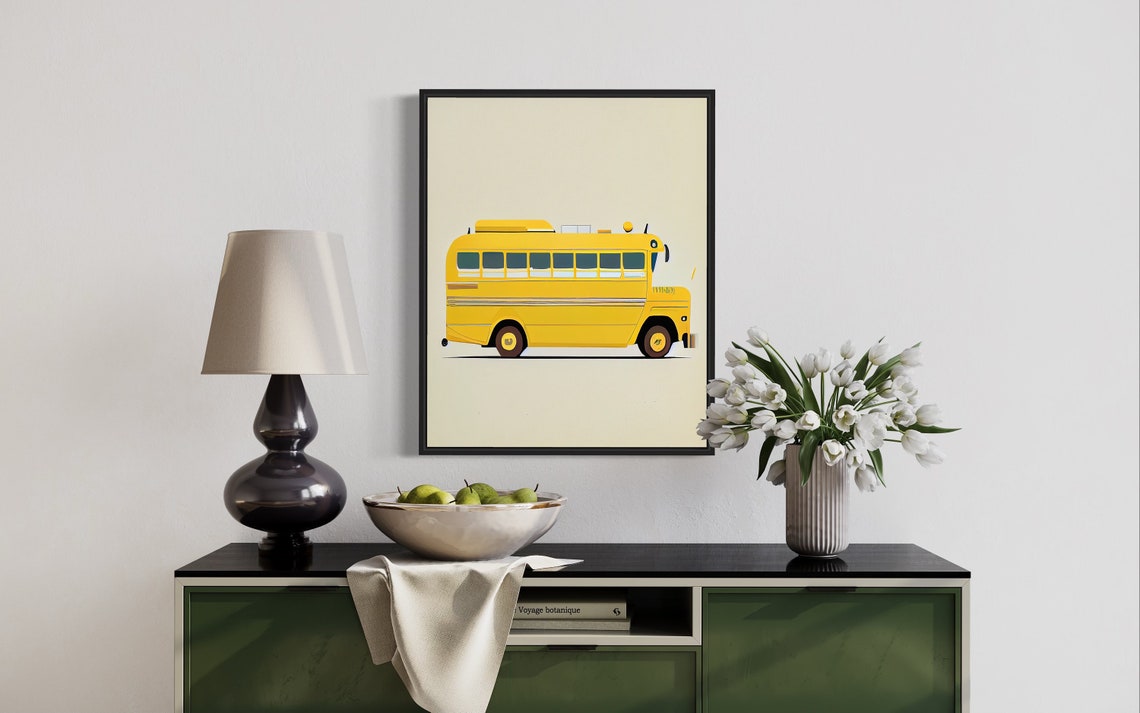 School Bus Minimalist Art Print - Image 4