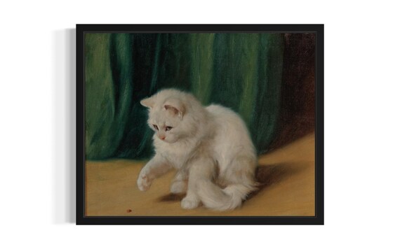 Cute Cat Art Print, Original Paint Artwork Decor