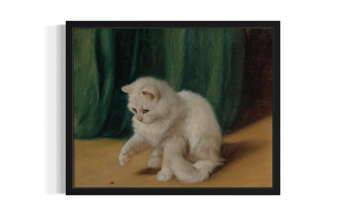 Cute Cat Art Print, Original Paint Artwork Decor
