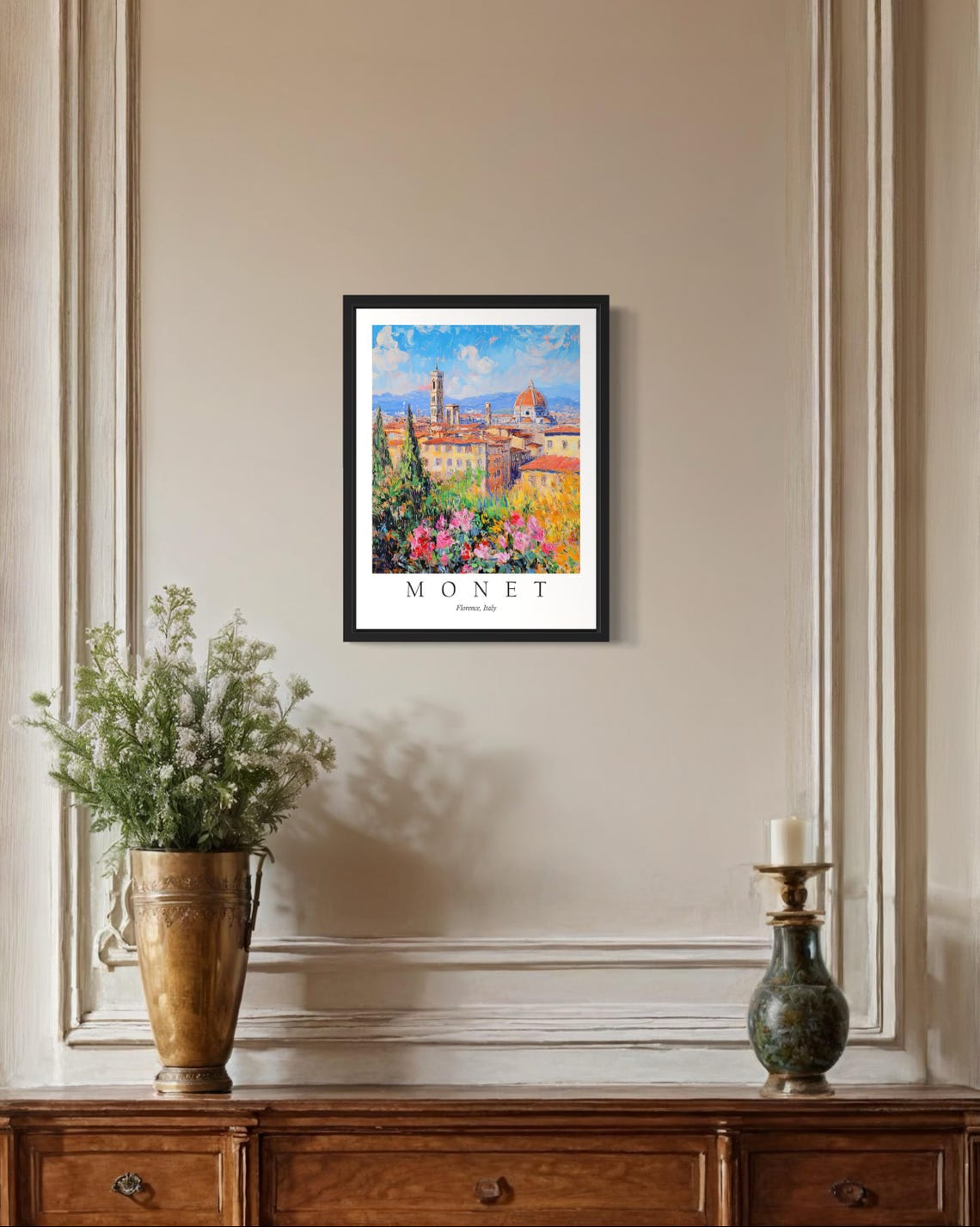 Florence Italy Duomo Skyline Garden View Monet Style City Poster - Image 3
