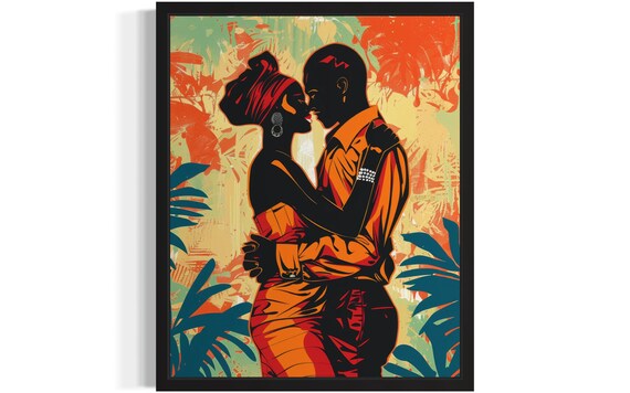 Africa Couple Art Print Wall Art Poster Original Paint Artwork Artwork Decor