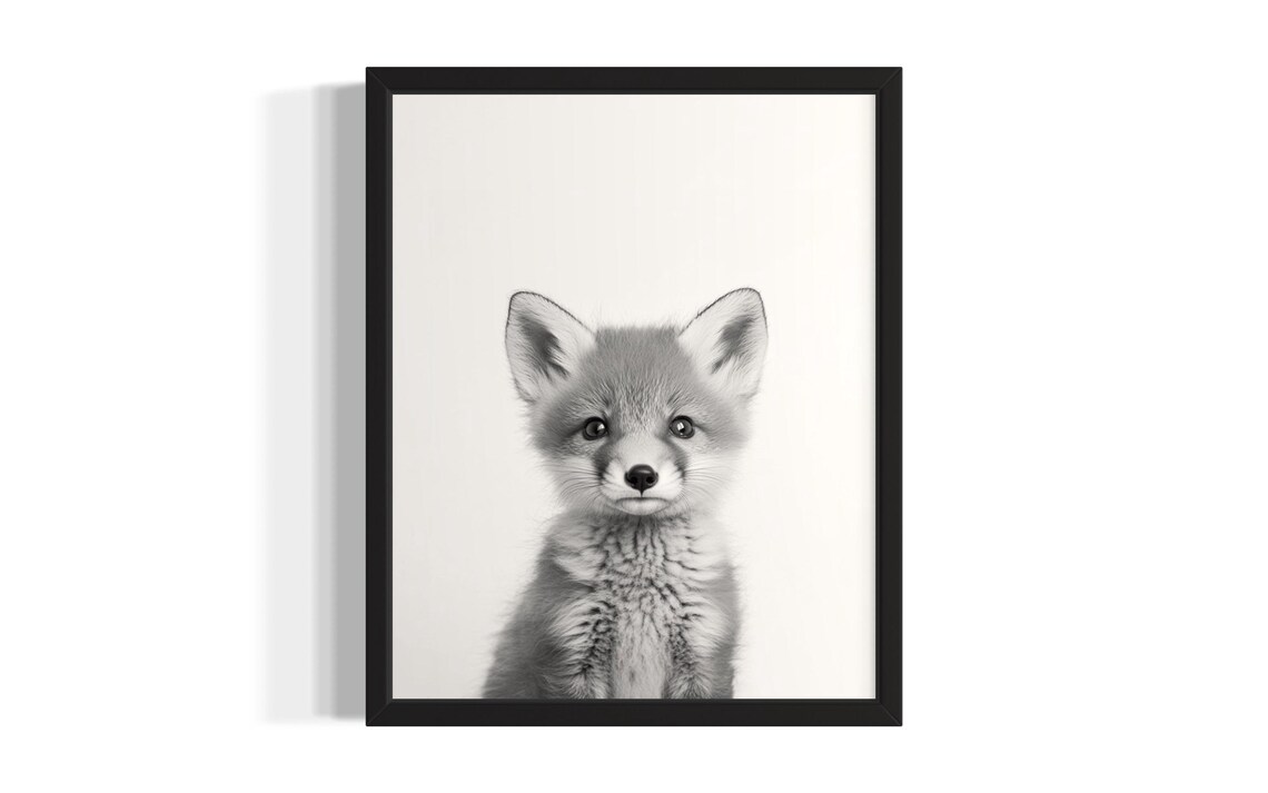 Fox Animal Black And White Poster Art Print Living Room Wall Original Paint Artwork Decor