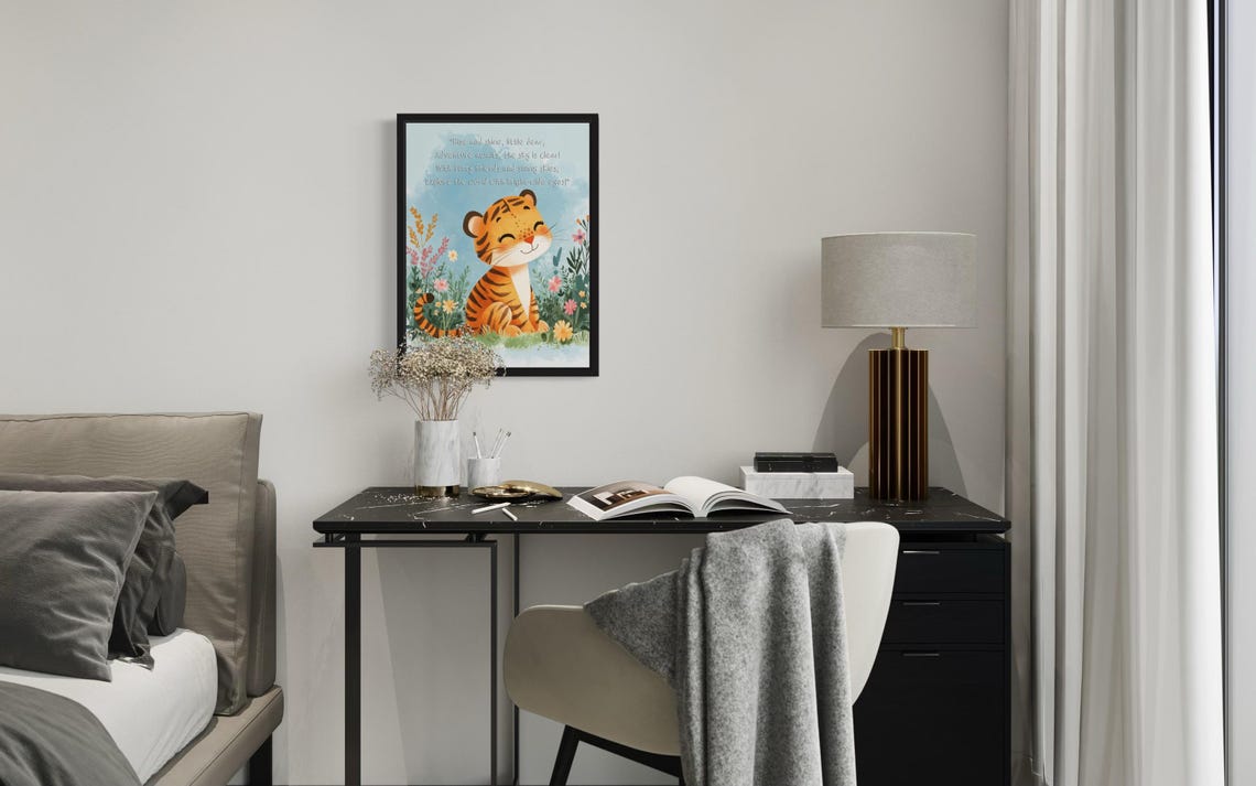 Smiling Tiger Cub with Sweet Adventure Poem Nursery Wall Poster - Image 3