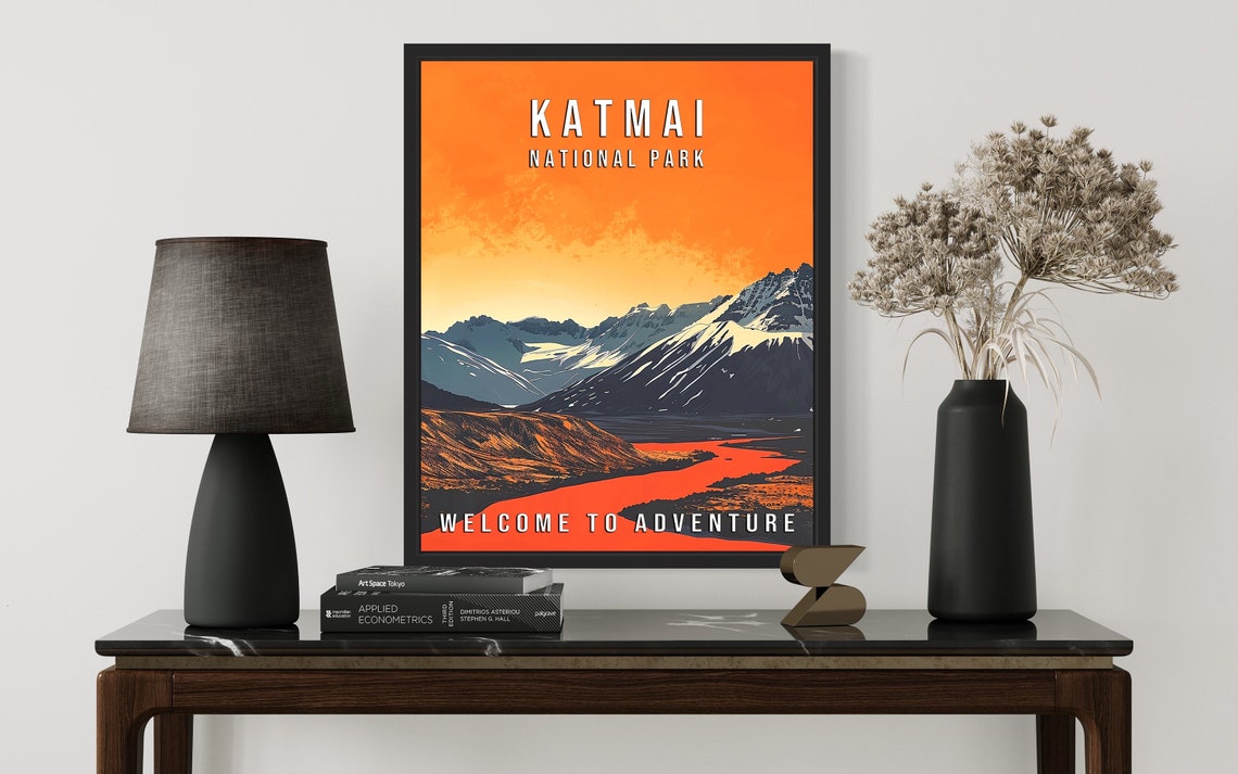 Katmai National Park Sunset Mountains Vintage Adventure Poster - Image 2