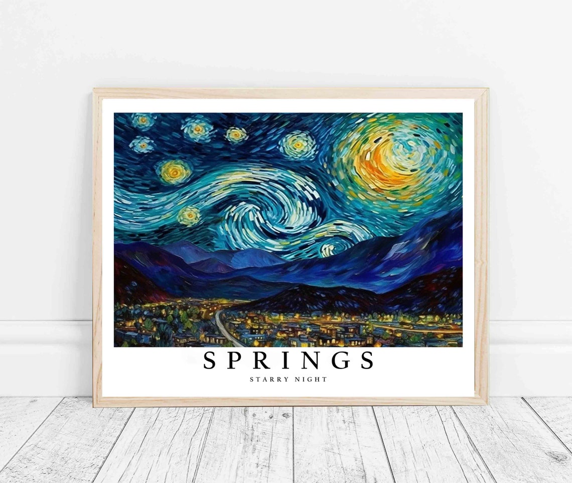 Springs Starry Night Mountain Valley City Lights View Poster - Image 3