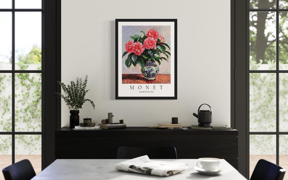 Camellia Flower Vase Pink Blossoms Chinoiserie Vase Art Poster - Image 3