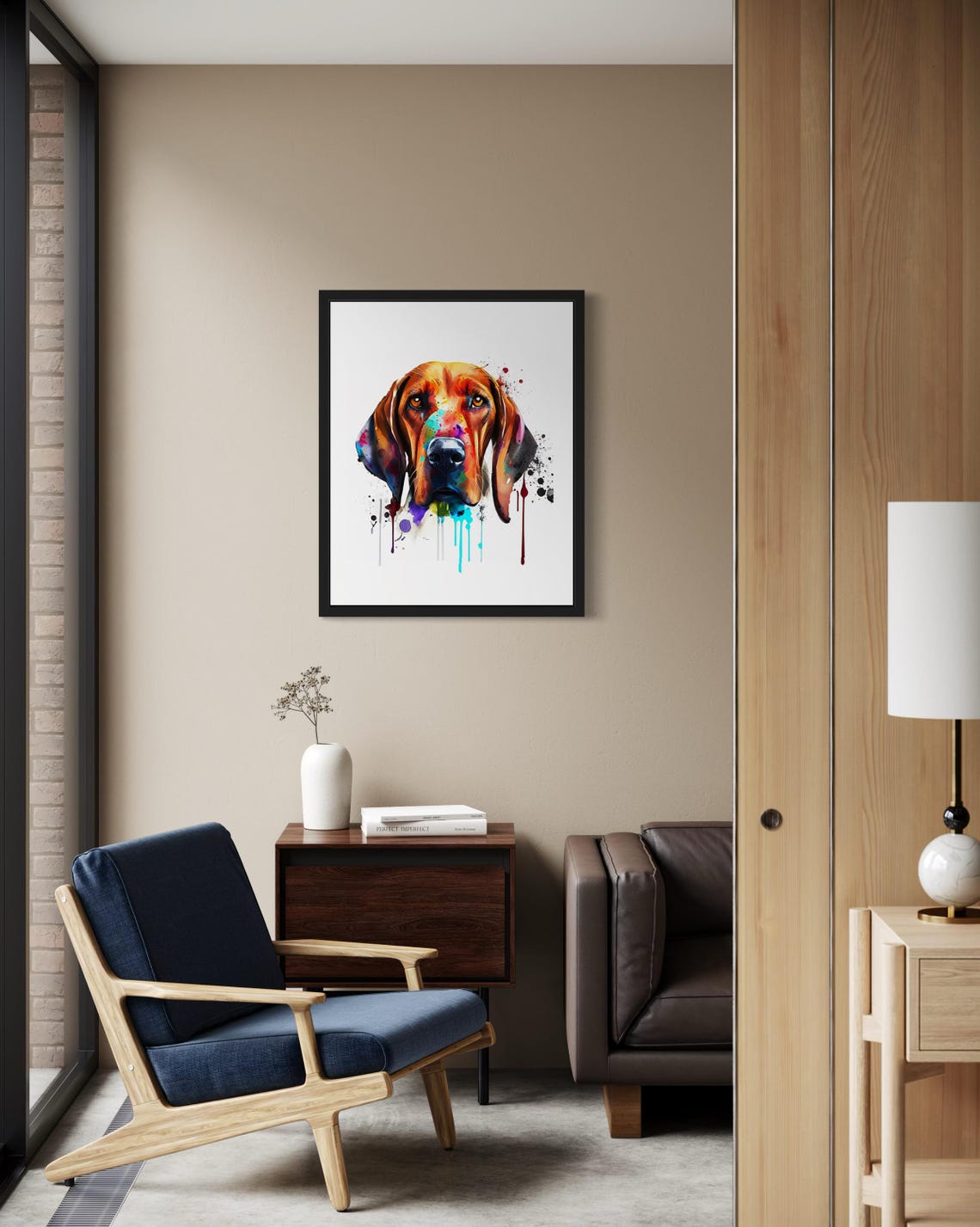 Redbone Coonhound Colorful Watercolor Dog Head Poster Home Decor Gift - Image 2
