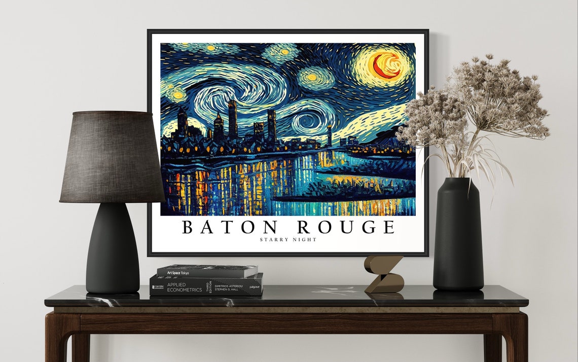 Baton Rouge Skyline Van Gogh Starry Night Louisiana River Poster - Image 3