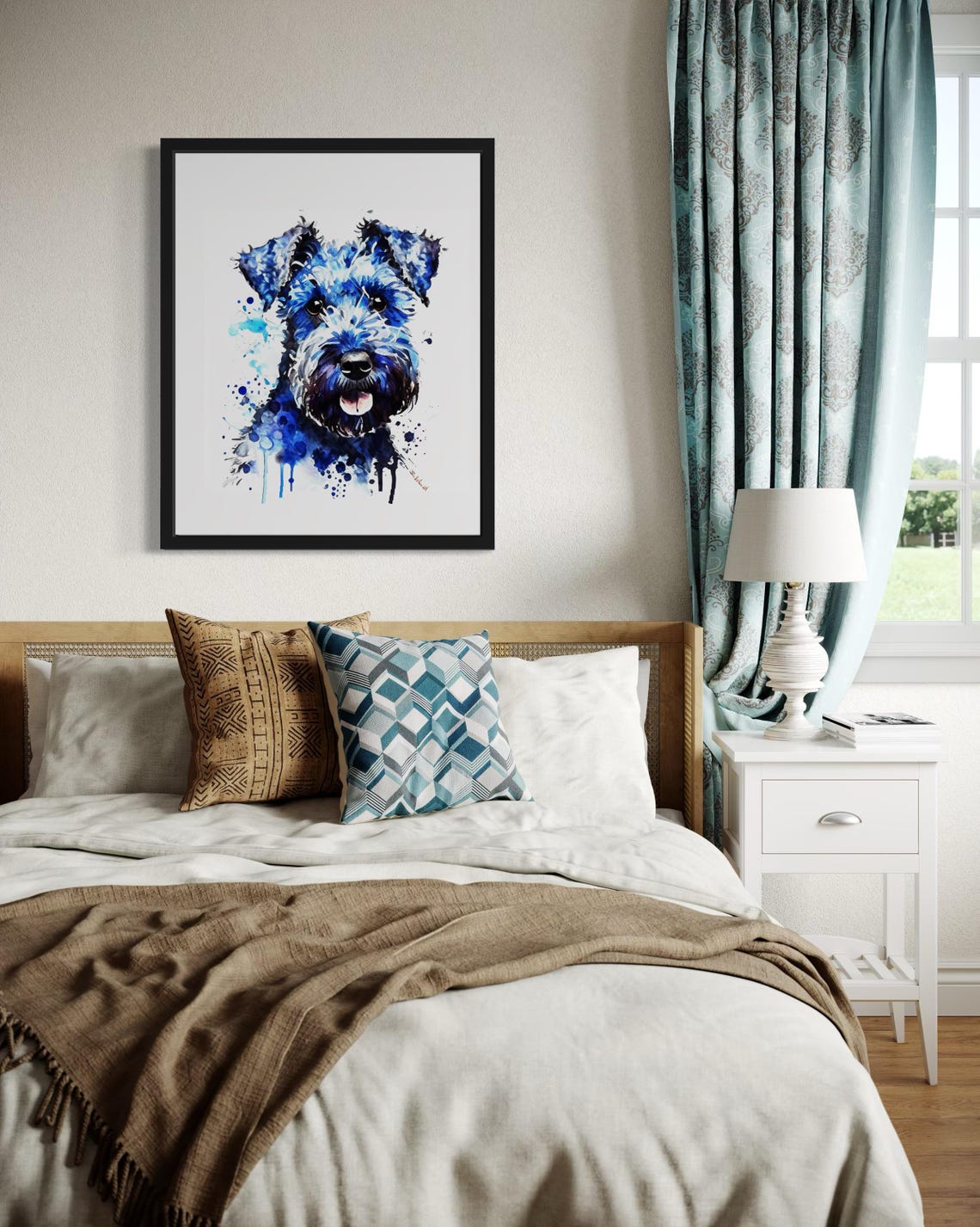 Kerry Blue Terrier Blue Watercolor Portrait Splash Dog Poster - Image 4