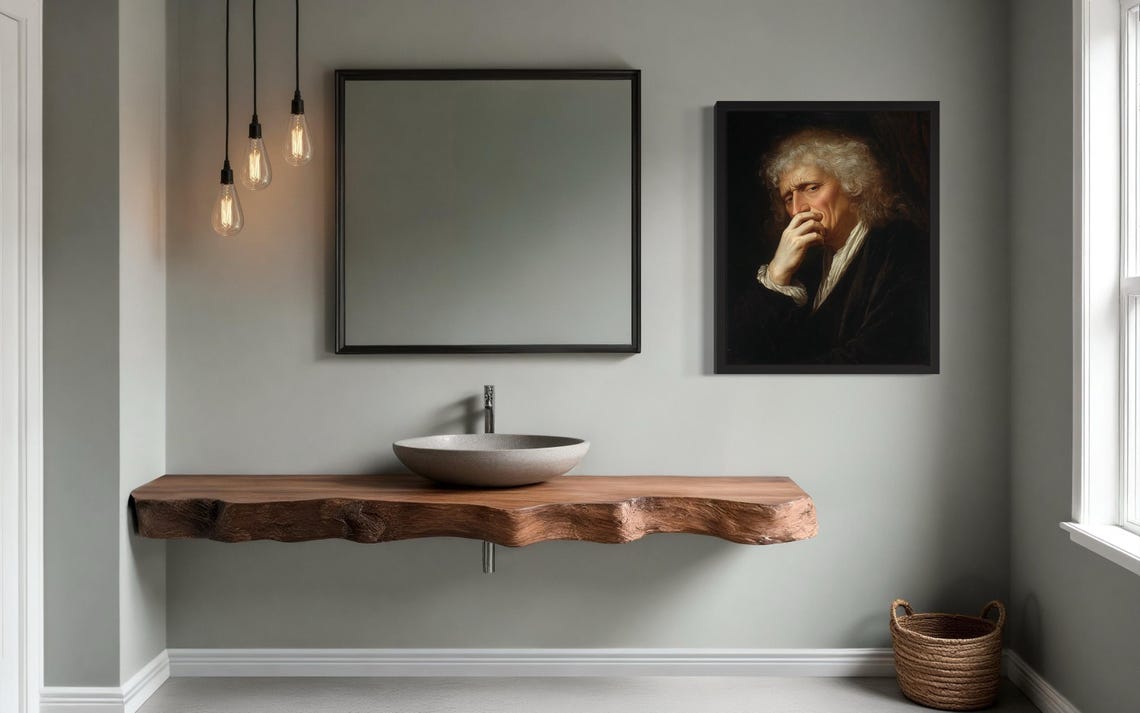 White Haired Isaac Newton Style Scholar Holding Nose Funny Poster - Image 3